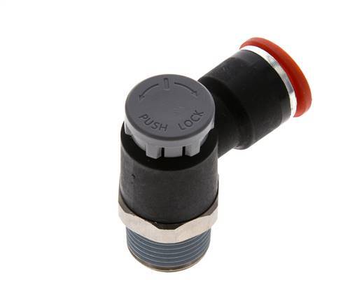 Durchflussregelventil Meter-In-Winkelstück 10 mm - R3/8'' Messing/PA 66 Sicherungsmutter