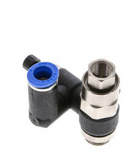 Durchflussregelungs-Schalldämpfer-Ausgang drehbar 8 mm - G1/4''-G1/8'' Messing/PA 66 mit vorgesteuertem Rückschlagventil