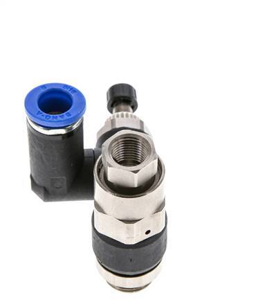 Durchflussregelungs-Schalldämpfer-Ausgang drehbar 8 mm - G1/4''-G1/8'' Messing/PA 66 mit vorgesteuertem Rückschlagventil