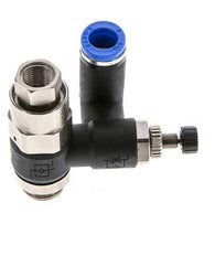 Durchflussregelungs-Schalldämpfer-Ausgang drehbar 8 mm - G1/4''-G1/8'' Messing/PA 66 mit vorgesteuertem Rückschlagventil
