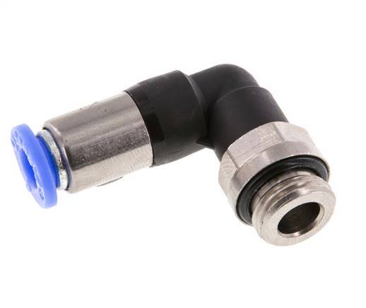 Push-In Fitting 6mm & G1/4'' Male Auto Shut-Off Elbow Brass/PBT 0-10bar (0-145psi)