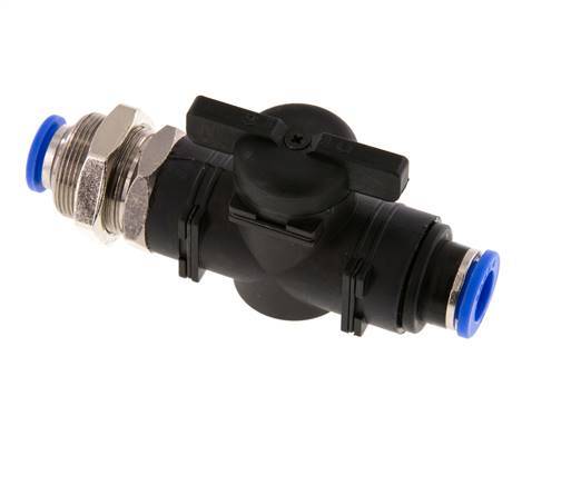 2-Wege-Kugelhahn, geradlinig, 10 mm, Kunststoff/Messing-Bulkhead