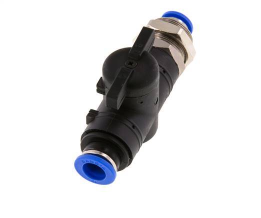 2-Wege-Kugelhahn, geradlinig, 10 mm, Kunststoff/Messing-Bulkhead