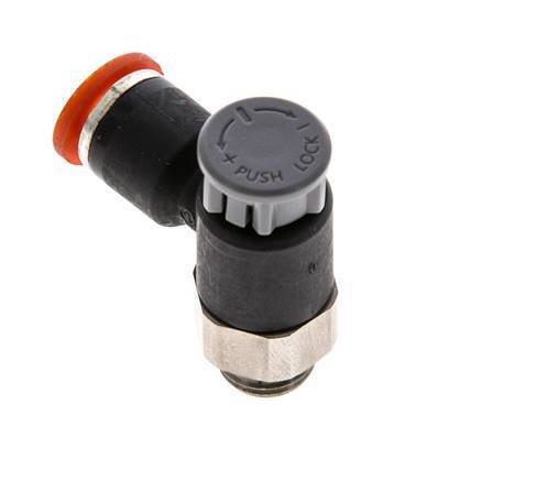 Flow Control Valve Meter-In Elbow 6 mm - G1/8'' Brass/PA 66 Locknut