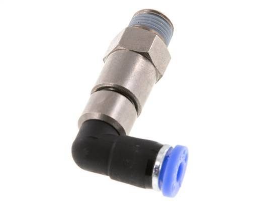 4mm & R1/8'' Winkel Schnell-Drehgelenk Einsteck-Außengewinde Vernickeltes Messing/PBT NBR Drehbar