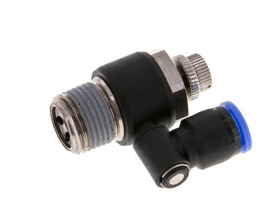 Durchflussregelung Schalldämpfer Meter-Out drehbar 10 mm - R1/2'' Messing/PA 66