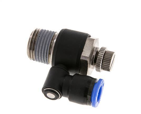 Durchflussregelung Schalldämpfer Meter-Out drehbar 10 mm - R1/2'' Messing/PA 66