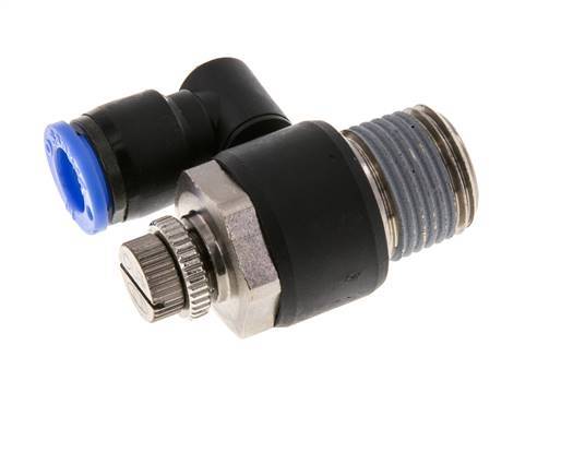 Durchflussregelung Schalldämpfer Meter-Out drehbar 10 mm - R1/2'' Messing/PA 66
