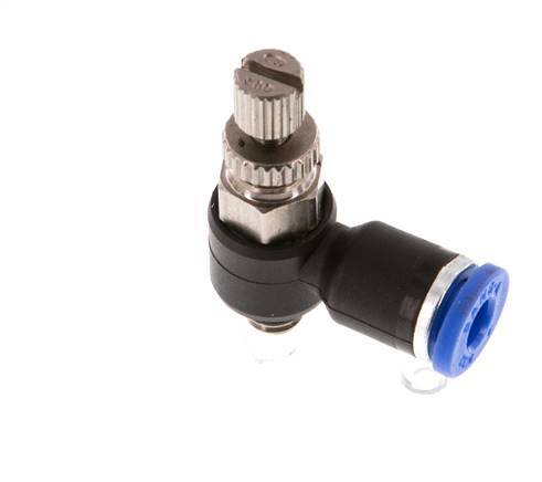 Durchflussregelungs-Schalldämpfer Abgangswinkel 4 mm - M5 Messing/PA 66