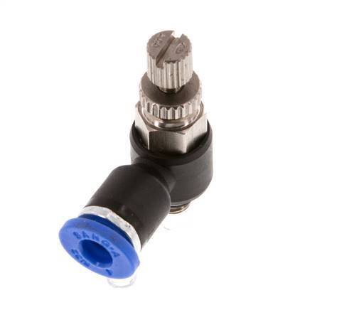 Flow Control Silencer Meter-Out Elbow 4 mm - M5 Brass/PA 66