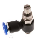 Durchflussregelungs-Schalldämpfer Abgangswinkel 4 mm - M5 Messing/PA 66