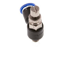 Durchflussregelungs-Schalldämpfer Abgangswinkel 4 mm - M5 Messing/PA 66