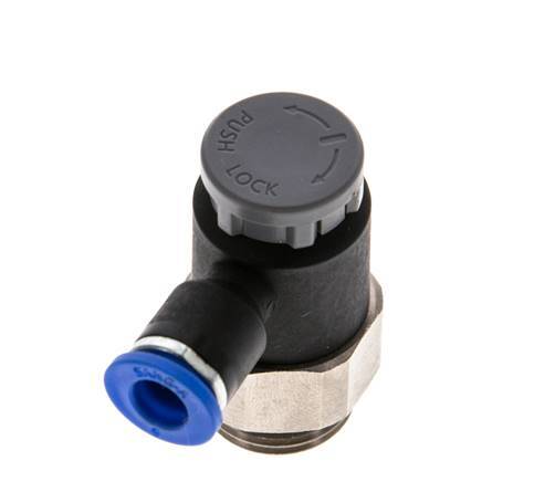 Durchflussregelventil Abgangswinkel 6 mm - G3/8'' Messing/PA 66 Sicherungsmutter