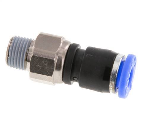 6mm & R1/8'' Drehgelenk Einsteck-Außengewinde Vernickeltes Messing/PBT NBR Drehbar