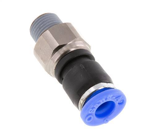 6mm & R1/8'' Drehgelenk Einsteck-Außengewinde Vernickeltes Messing/PBT NBR Drehbar