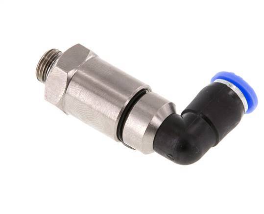 6mm & G1/8'' Ellbogen Schnelldrehgelenk Einsteck-Außengewinde Vernickeltes Messing/PBT NBR Drehbar