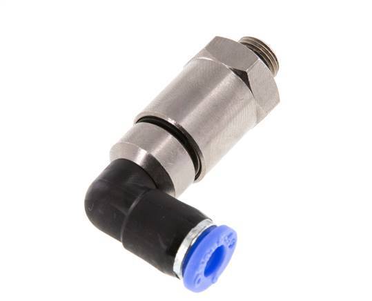 6mm & G1/8'' Ellbogen Schnelldrehgelenk Einsteck-Außengewinde Vernickeltes Messing/PBT NBR Drehbar