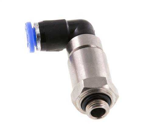 6mm & G1/8'' Ellbogen Schnelldrehgelenk Einsteck-Außengewinde Vernickeltes Messing/PBT NBR Drehbar