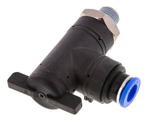 2-Wege-Kugelhahn mit Winkel 10 mm - R1/4'' Kunststoff/Messing