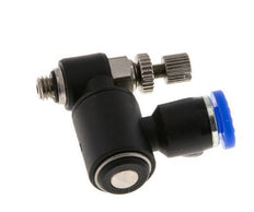 Durchflussregelungs-Schalldämpfer Auslass drehbar 4 mm - M5 Messing/PA 66