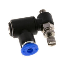 Durchflussregelungs-Schalldämpfer Auslass drehbar 4 mm - M5 Messing/PA 66