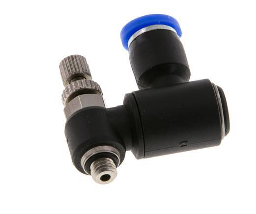 Durchflussregelungs-Schalldämpfer Auslass drehbar 4 mm - M5 Messing/PA 66