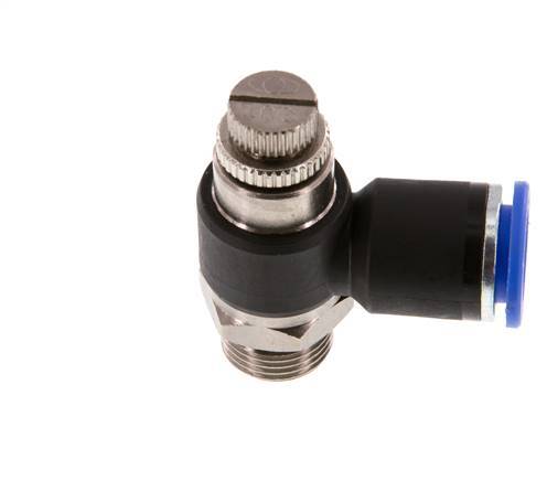 Durchflussregelungs-Schalldämpfer-Abgangsbogen 12 mm - G3/8'' Messing/PA 66