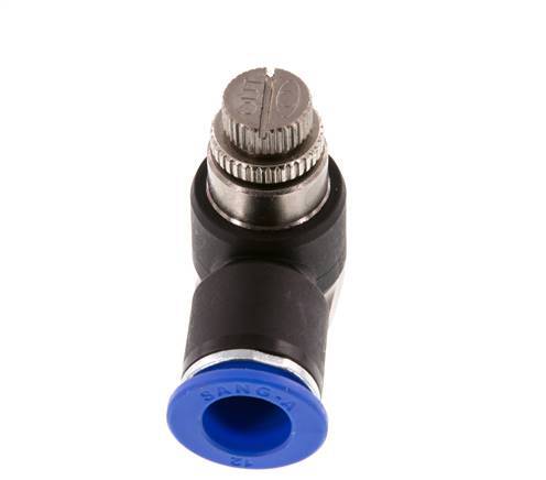 Durchflussregelungs-Schalldämpfer-Abgangsbogen 12 mm - G3/8'' Messing/PA 66
