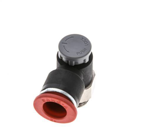 Durchflussregelventil Meter-In-Winkelstück 12 mm - G3/8'' Messing/PA 66 Sicherungsmutter