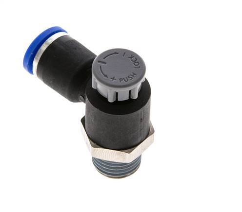 Flow Control Valve Meter-Out Elbow 8 mm - R1/4'' Brass/PA 66 Locknut