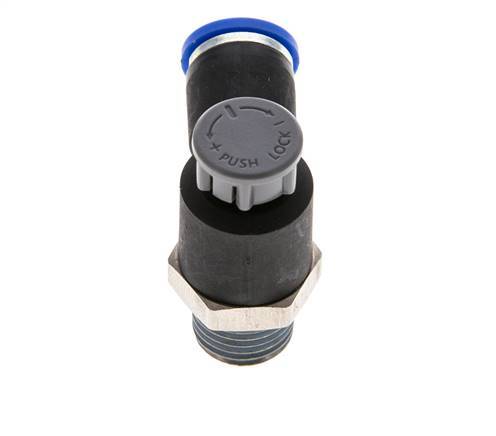 Flow Control Valve Meter-Out Elbow 8 mm - R1/4'' Brass/PA 66 Locknut