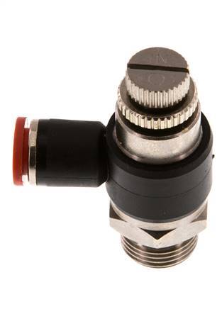 Durchflussregelung Schalldämpfer Meter-In Winkel 8 mm - G3/8'' Messing/PA 66