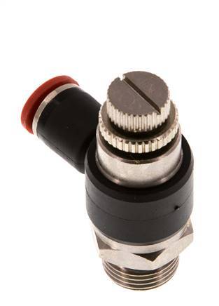 Durchflussregelung Schalldämpfer Meter-In Winkel 8 mm - G3/8'' Messing/PA 66