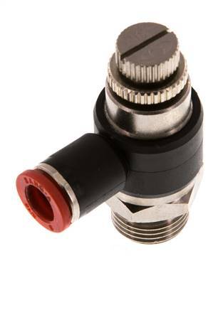 Durchflussregelung Schalldämpfer Meter-In Winkel 8 mm - G3/8'' Messing/PA 66