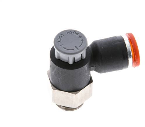 Durchflussregelventil Meter-In-Winkelstück 8 mm - G1/4'' Messing/PA 66 Sicherungsmutter