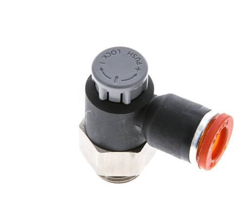 Durchflussregelventil Meter-In-Winkelstück 8 mm - G1/4'' Messing/PA 66 Sicherungsmutter