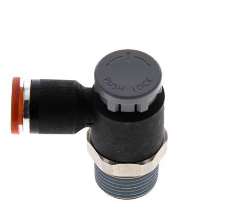 Durchflussregelventil Meter-In-Winkelstück 8 mm - R3/8'' Messing/PA 66 Sicherungsmutter