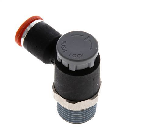 Durchflussregelventil Meter-In-Winkelstück 8 mm - R3/8'' Messing/PA 66 Sicherungsmutter