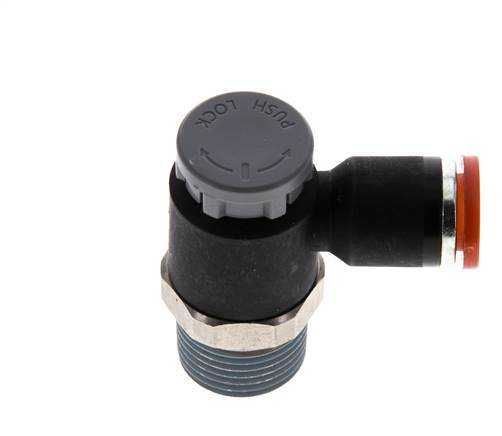 Durchflussregelventil Meter-In-Winkelstück 8 mm - R3/8'' Messing/PA 66 Sicherungsmutter