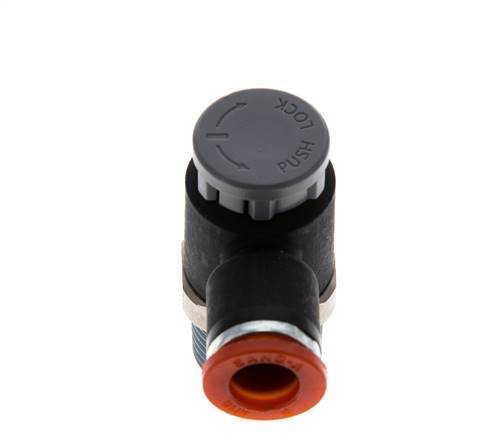 Durchflussregelventil Meter-In-Winkelstück 8 mm - R3/8'' Messing/PA 66 Sicherungsmutter