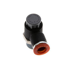 Durchflussregelventil Meter-In-Winkelstück 8 mm - R1/4'' Messing/PA 66 Sicherungsmutter