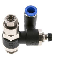 Durchflussregelungs-Schalldämpfer-Ausgang drehbar 12 mm - G1/2''-G1/4'' Messing/PA 66 mit vorgesteuertem Rückschlagventil
