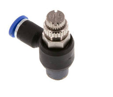 Durchflussregelungs-Schalldämpfer Abgangsbogen 4 mm - R1/8'' Messing/PA 66