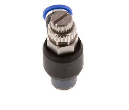 Durchflussregelungs-Schalldämpfer Abgangsbogen 4 mm - R1/8'' Messing/PA 66