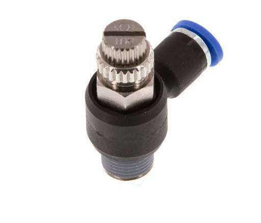 Durchflussregelungs-Schalldämpfer Abgangsbogen 4 mm - R1/8'' Messing/PA 66