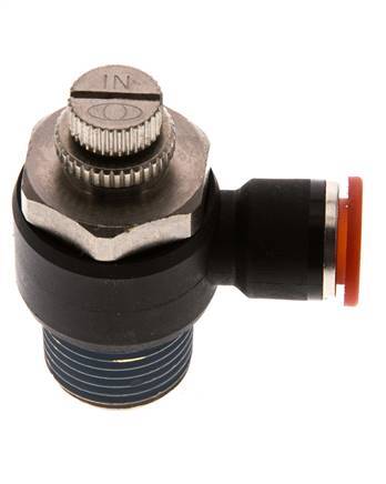 Durchflussregelung Schalldämpfer Meter-In Winkel 10 mm - R1/2'' Messing/PA 66