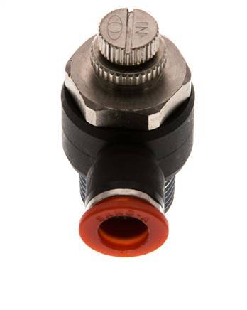 Durchflussregelung Schalldämpfer Meter-In Winkel 10 mm - R1/2'' Messing/PA 66