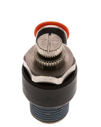 Durchflussregelung Schalldämpfer Meter-In Winkel 10 mm - R1/2'' Messing/PA 66