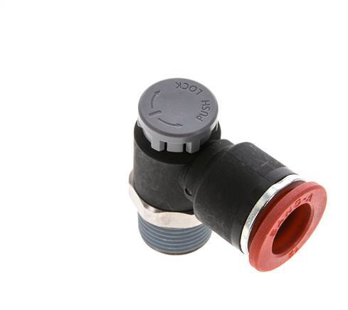 Durchflussregelventil Meter-In-Winkelstück 12 mm - R3/8'' Messing/PA 66 Sicherungsmutter