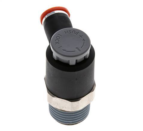 Flow Control Valve Meter-In Elbow 8 mm - R1/2'' Brass/PA 66 Locknut